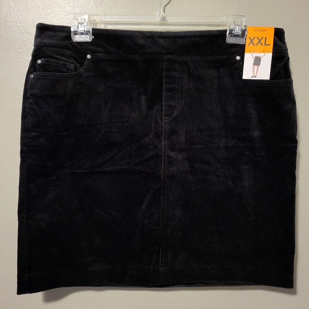 NWT Size XXL S.C. & CO. Black Corduroy 20" Skirt